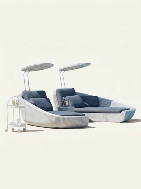 Reclining Lounger Set with Shade Canopy