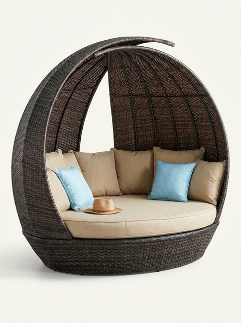 Round Canopy Daybed (Brown)