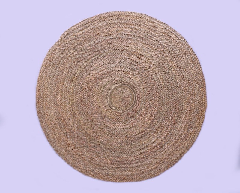 Round Braided Floor Mat, natural