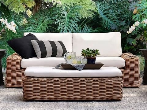 Round-Weave Sofa and Ottoman
