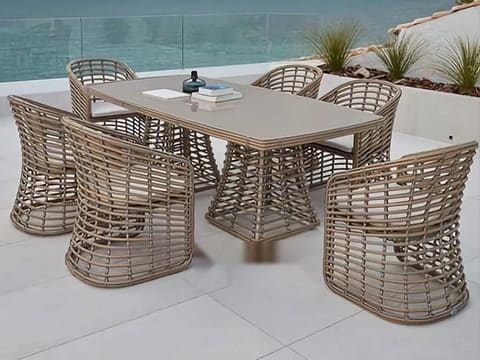 Wire-Cage Dining Set, Six Seats