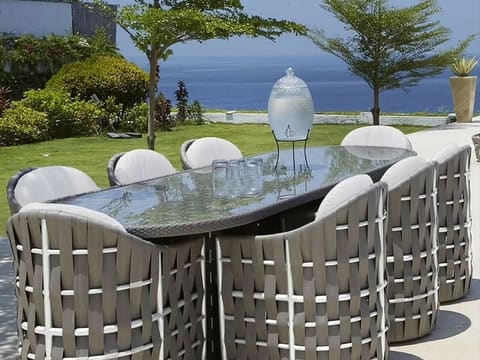 Strap-Weave Dining Set, Eight Seats