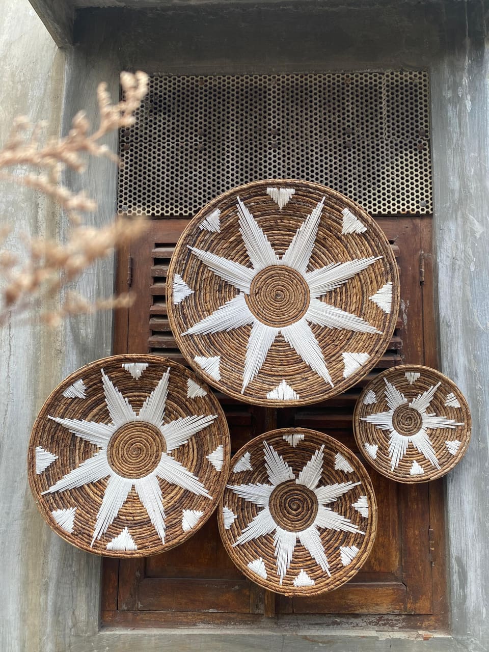 Sunburst Wall Plates, Set of Four