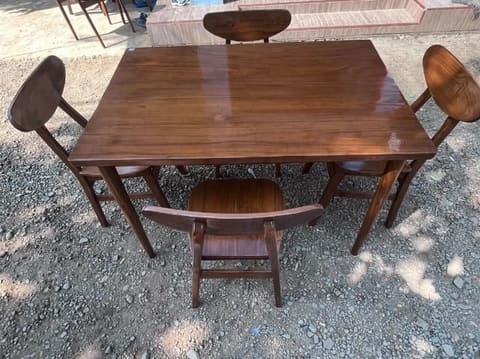 Teak Dining Set, oval-back chairs, four seats