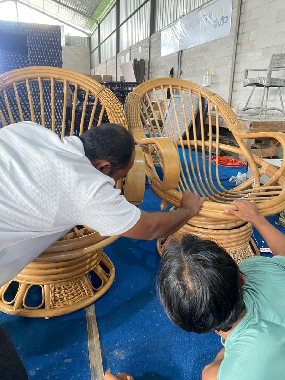 Checking papasan chair frames before finishing